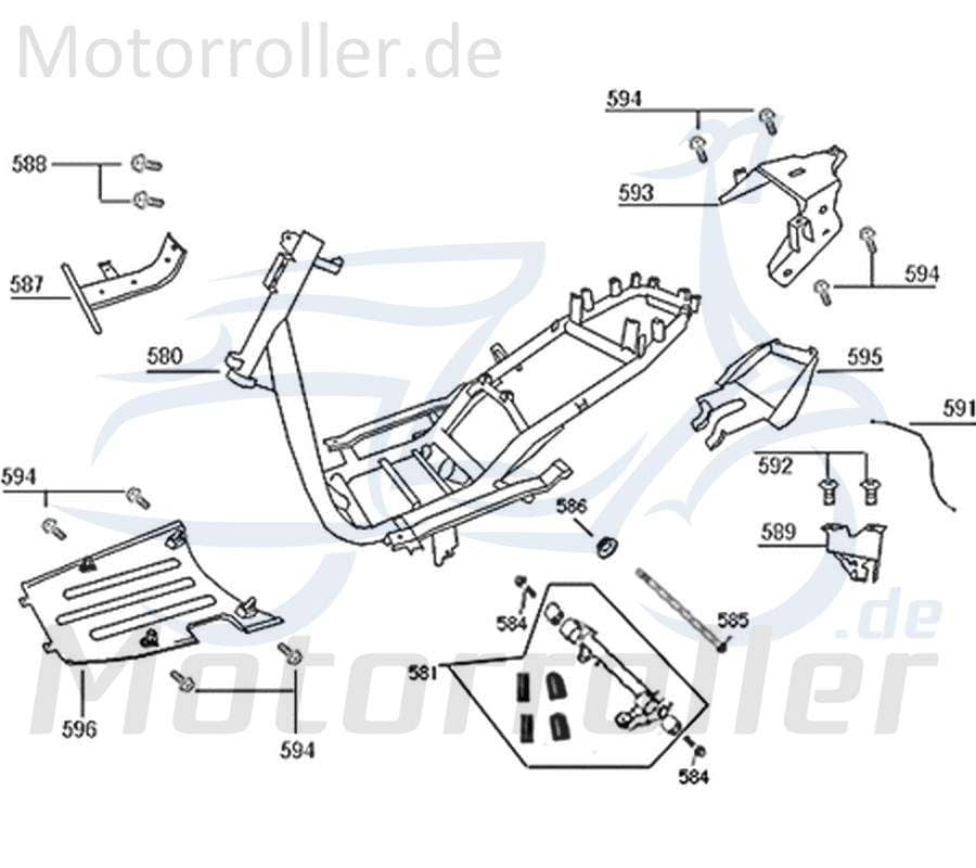 Rahmenheck Kreidler Florett 2.0 2.1 50 RS 740890 Motorroller.de Unterbau Gepäckträger Heckspoiler Scooter Ersatzteil