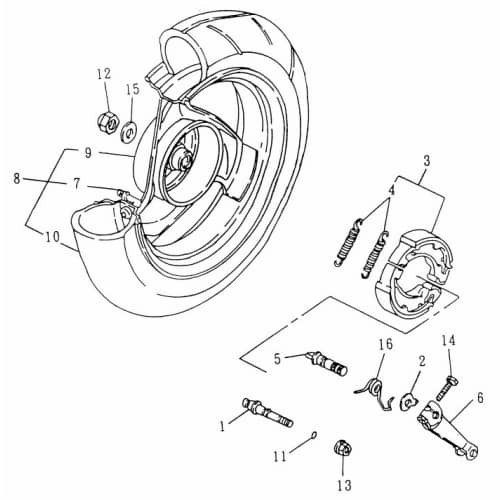 Rex 50 50cc Brems-Schuhe Bremsbeläge 2 Beläge+2Federn Motorroller.de Bremsbelag 50ccm 2Takt 1E40QMB YY50QT-28 2T Minarelli liegend