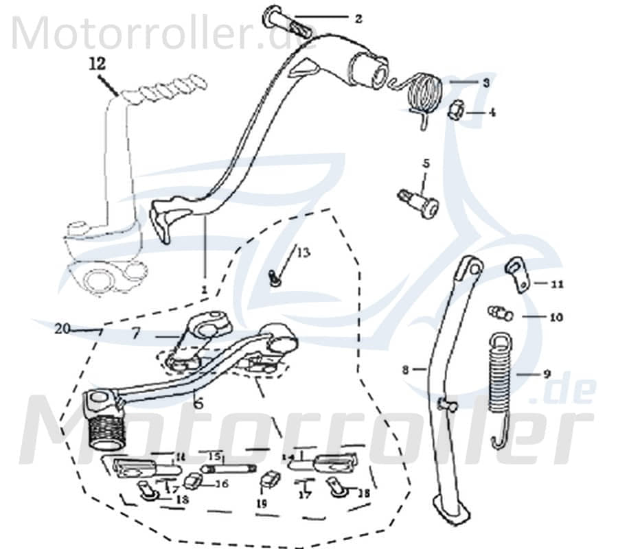 Seitenständer Kreidler Supermoto 50 DD 733173 Motorroller.de Ständer Nebenständer Standfuss Motorrad Schaltmoped