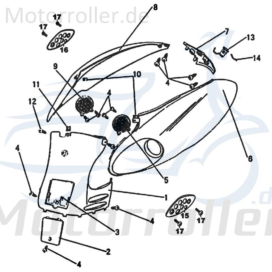 Qingqi SC 125 Heckverkleidung Roller 125ccm 4Takt FIG.32-2-2 Motorroller.de Seitenteil Seitenverkleidung Seitenabdeckung Heckabdeckung links Scooter