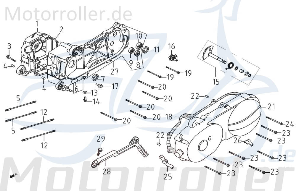 Dichtung Kurbelgehäuse PGO Stranger 50 E0102 Motorroller.de Abdichtung Gehäusedichtung Yiying Benzhou Scooter Ersatzteil