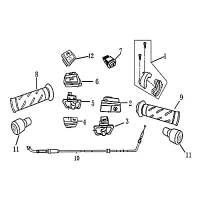 Schalter Warnblinkanlage Jonway RS 1100 Knopf 4Takt 1050106-1 Motorroller.de Ausschalter Einschalter Licht Scheinwerferschalter Licht-Schalter Scooter