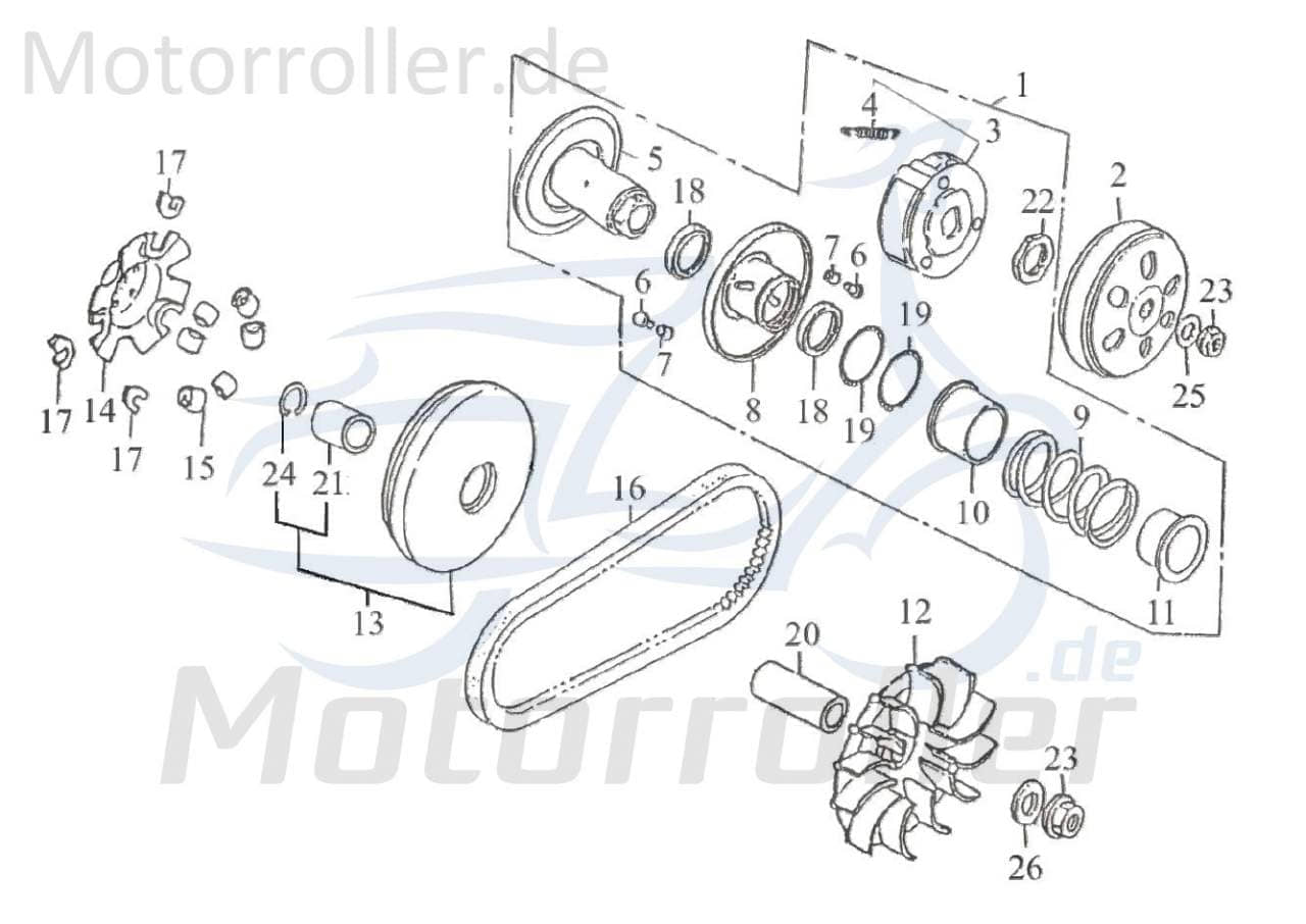 Kreidler F-Kart 170 Feder Kupplung 170ccm 4Takt 25626-KAI-00 Motorroller.de Wandlereinheit Wandlereinheitsfeder Spiralfeder 170ccm-4Takt Ersatzteil
