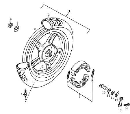 Hinterrad komplett Motorroller Rex Supermoto 87910
