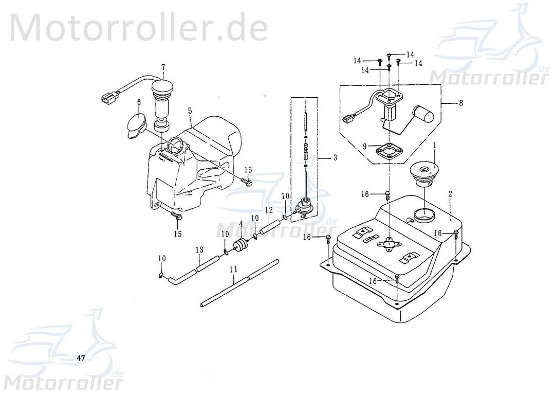 Rex 50 Ölstandgeber Grenzwertgeber 50ccm 2Takt Roller Motorroller.de Ölstandsanzeige Ölsensor 1E40QMB YY50QT-28 50cc 2T Minarelli liegend