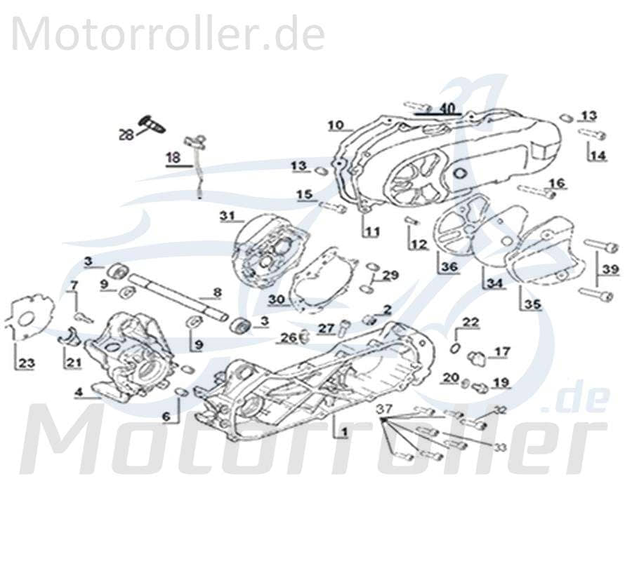 Kreidler Galactica 3.0 LC 50 DD Getriebegehäuse 50ccm 2Takt 741441 Motorroller.de Kurbelgehäuse Motorgehäuse Getriebedeckel Scooter