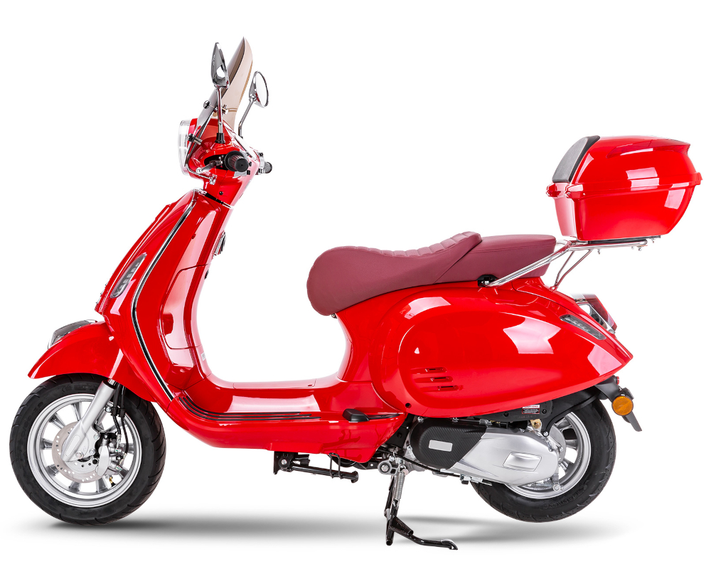 Motorroller Fighter 125 R-R rot Euro 5 Leichtkraftrad Scooter Retroroller mit Topcase und Windschild