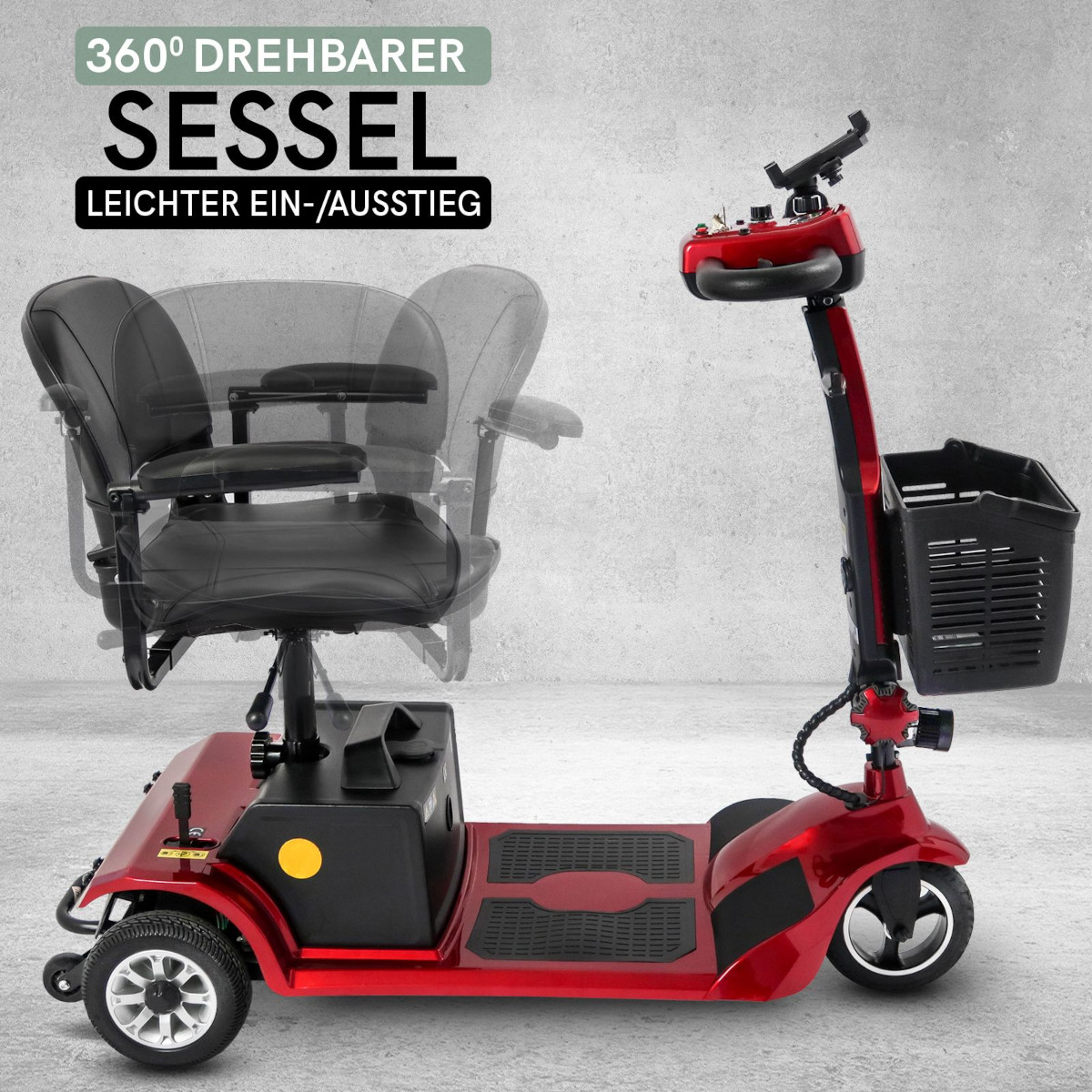 Dreiradroller Scoody E3 Trike 6 300W 6 km/h E-Roller Krankenfahrstuhl Elektroroller Seniorenmobil Seniorenroller Handycaproller E-Scooter