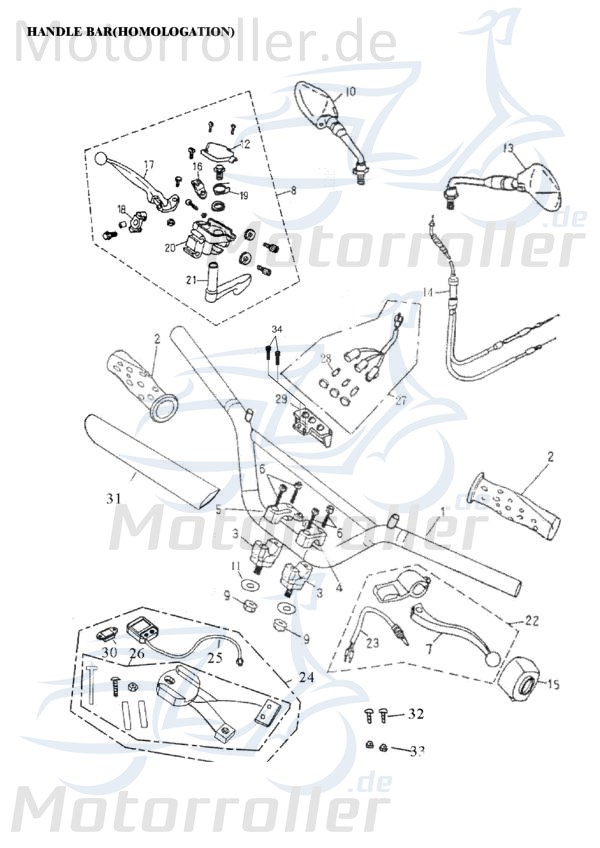 Adly Kabelbaum Armatur ohne Ölkontrolle Quad ATV 50ccm 2Takt Motorroller.de Stromverteiler Kabelbaumverteiler Kabelsatz Minarelli liegend ATV 50 V UTV