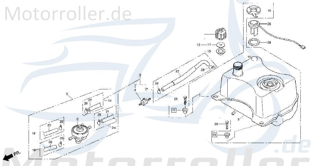 Daelim Cordi SE 50 Schlauch 50ccm 2Takt DAE-17681-SA1-0000 Motorroller.de 5.3x420mm Gummischlauch Leitung Zuleitung Plastikschlauch Ableitung Scooter