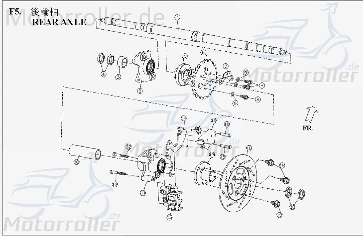 PGO X3-250 Hinterradachse hinten 250ccm 2Takt X34074020002 Motorroller.de Heckachse PGO 250ccm-2Takt Quad ATV UTV Ersatzteil Service Inpektion