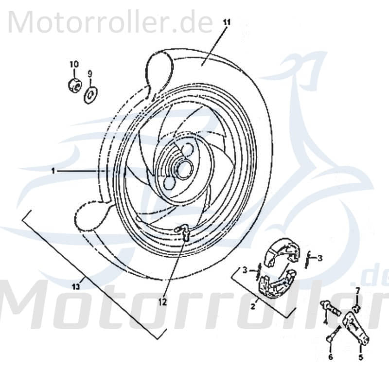 Hinterrad komplett (schwarze Felge) Motorrad Rex 86849