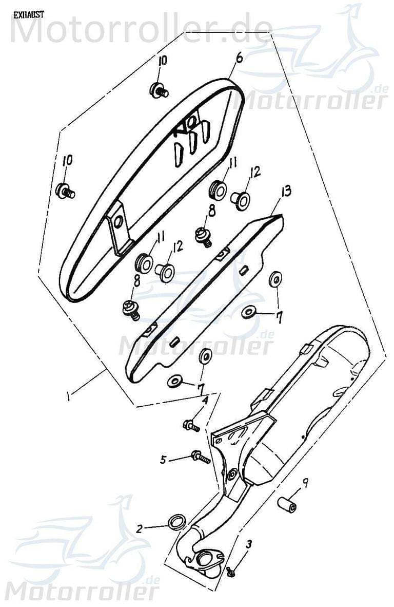 Adly Bundschraube M8x48mm JET 50 Flanschschraube 50ccm 2Takt Motorroller.de Maschinenschraube Flansch-Schraube Maschinen-Schraube Bund-Schraube
