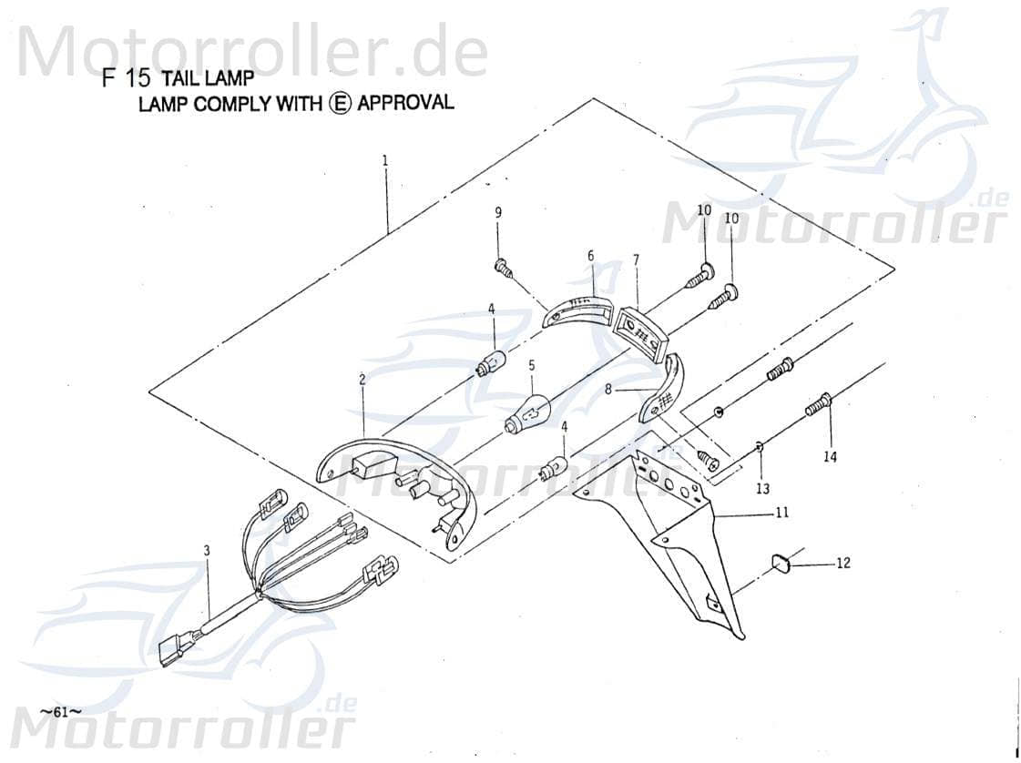 PGO Blinkerglas rechts hinten Galaxy 50 Roller 50ccm 2Takt Motorroller.de Blinker-Glas Blinker-Abdeckung Blinkerabdeckung Blinkerkappe Blinker-Kappe