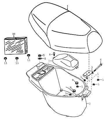 Rex RS450 Helmfach Stauraum Staufach 50ccm 4Takt FIG.23 Motorroller.de Handschuhfach Gepäckraum Gepäckfach Helmraum 50ccm-4Takt Scooter Ersatzteil