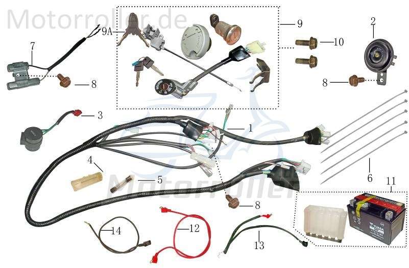 Schlosssatz für Tankdeckel mit Belüftung Rex 50ccm 4Takt 700572 Motorroller.de Tankverschluss Tank-Verschluss Tank-Deckel Schloss-Set Zünd-Schloss