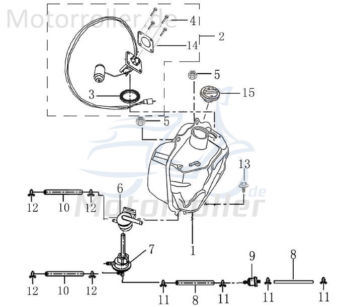 Benzinhahn Unterdruck 2 Anschlüsse 4T 125cc 1170705-1