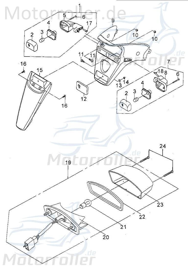 PGO Reflektor hinten T-Rex 50 Katzenauge Strahler 50ccm 2Takt Motorroller.de Rückstrahler Seitenreflektor 50ccm-2Takt Scooter PMX 110 Ersatzteil