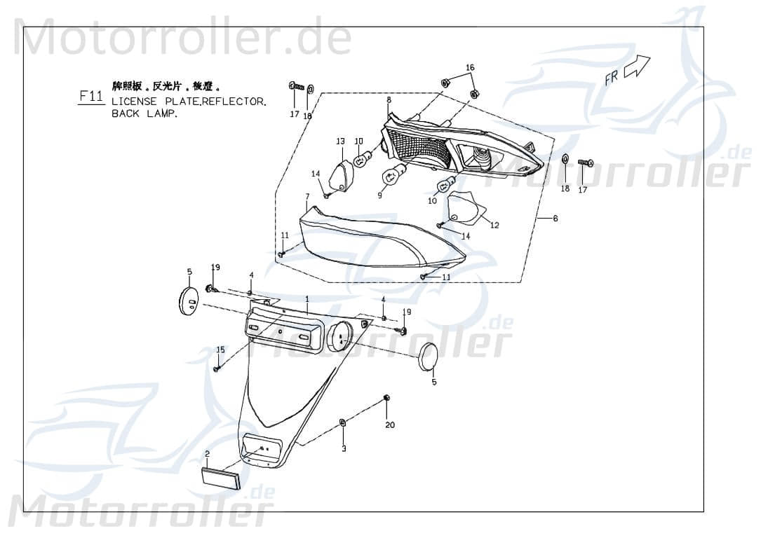 PGO Kennzeichenhalter schwarz G-Max 125 Nummernschildhalter M2636000650 Motorroller.de Kennzeichen-Halter Kennzeichenhalterung Nummernschild-Halter