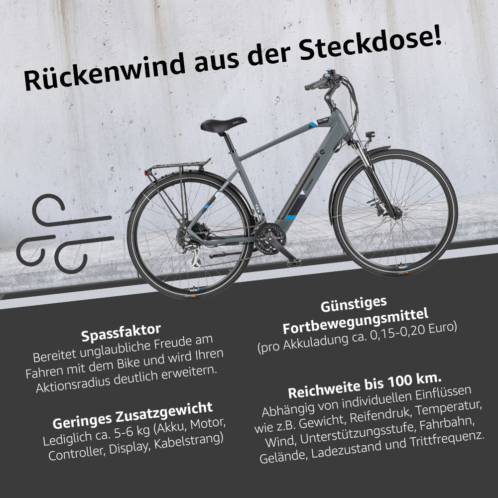 E-Bike Telefunken XC941 Expedition Elektrofahrrad Trekking-Pedelec granit 28" RH 50cm E-Fahrrad Trekkingrad Herrenrad