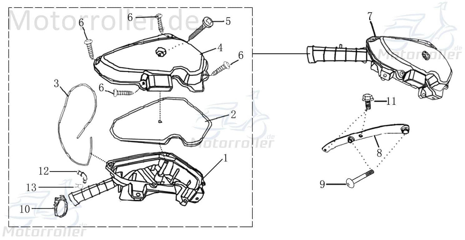 Jonway Jigger 50 Luftfilterkasten 50ccm 2Takt 1200401-1 Motorroller.de Luft-Filter Luftfiltergehäuse Luftfiltermatte Luftfilter-Kasten komplett