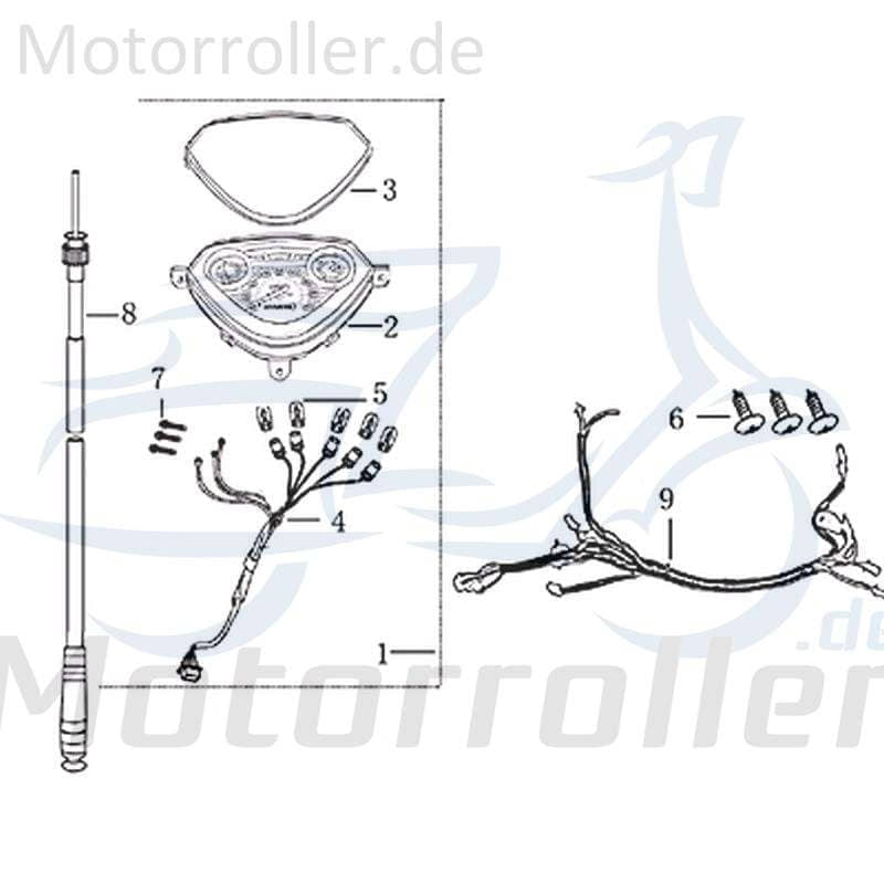 Kreidler Martinique 125 DD Tachometer 702531 Motorroller.de Geschwindigkeitsmesser Geschwindigkeitsanzeige Speedometer kmh-Anzeige Scooter