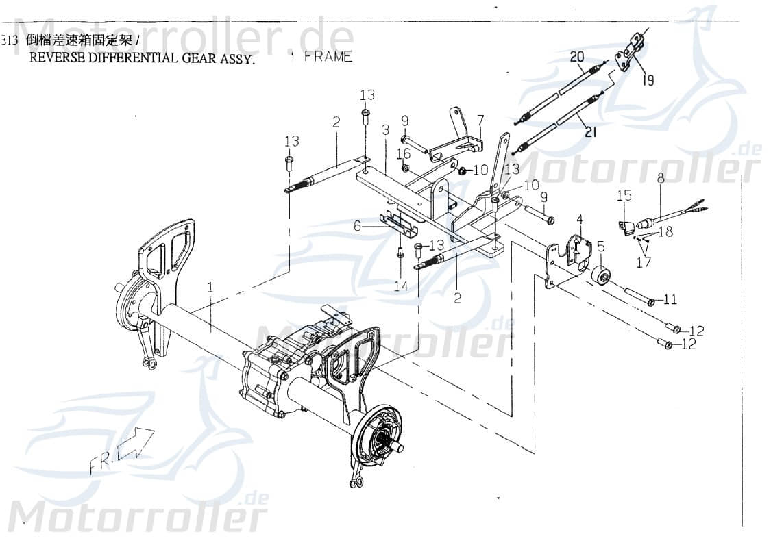 PGO Bremszug hinten links L=565mm TR3 50 Mofa Bowdenzug C1544D200001 Motorroller.de Bremsleitung Seilzug Bautenzug Bremsseil Bremskabel Brems-Zug