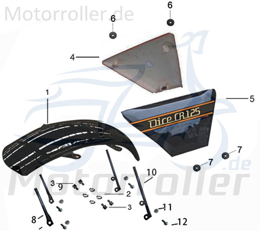 Kreidler DICE CR 125i Schutzblechstrebe hinten Vorderradschutzblech 780208 Motorroller.de Motorrad Moped Ersatzteil Service Inpektion Direktimport