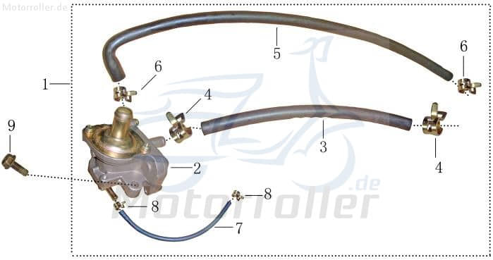 Sekundärluftsystem SLS 50ccm-2Takt AGM Fighter 50 One Roller 182200-TANN-0000 Motorroller.de komplett SLS-Schlauch SLS-Leitung PGO 50ccm-2Takt Mokick