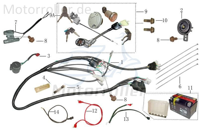 Batteriekabel Plus Länge=850mm D=4mm rot AGM 50ccm 4Takt Motorroller.de Massekabel Batterieleitung Minus Batterie-Kabel Akku-Kabel Akkukabel 139QMB