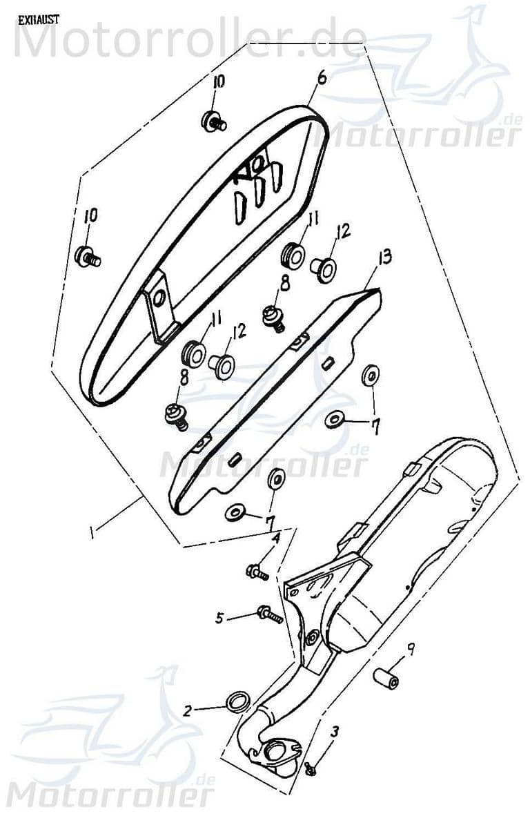 Adly Bundschraube M8x65mm JET 50 Flanschschraube 50ccm 2Takt Motorroller.de Maschinenschraube Flansch-Schraube Maschinen-Schraube Bund-Schraube