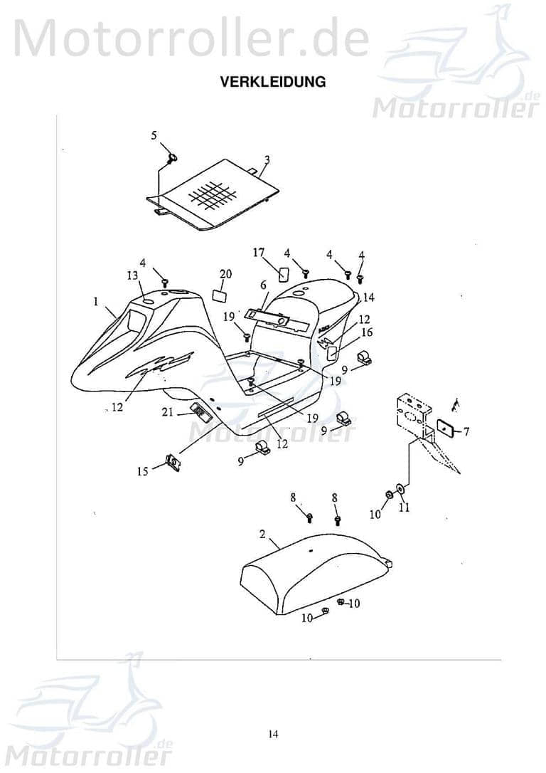 Adly Fun Cruiser FC 20 Aufkleber 50ccm elektro 87739-165-00A Motorroller.de Sticker Dekor Dekor-Aufkleber Klebeetikett Scooter Ersatzteil Service