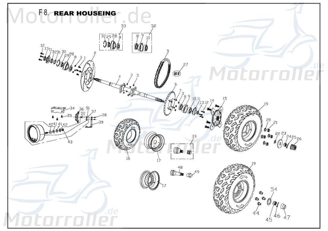 PGO Abdeckung Stahlfelge Bugrider 150 Abdeckhaube Kappe B54013100001 Motorroller.de Deckel Schutz Verkleidung Platte Cover Blende Schutzhaube Buggy