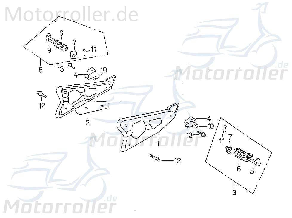 SMC Chopper 125 Fußrastenhalter 125ccm 4Takt 53422-CHP-00 Motorroller.de Fußrastenhalterung Fußablagehalter Fußtritthalter Fuß-Rastenhalter Scooter