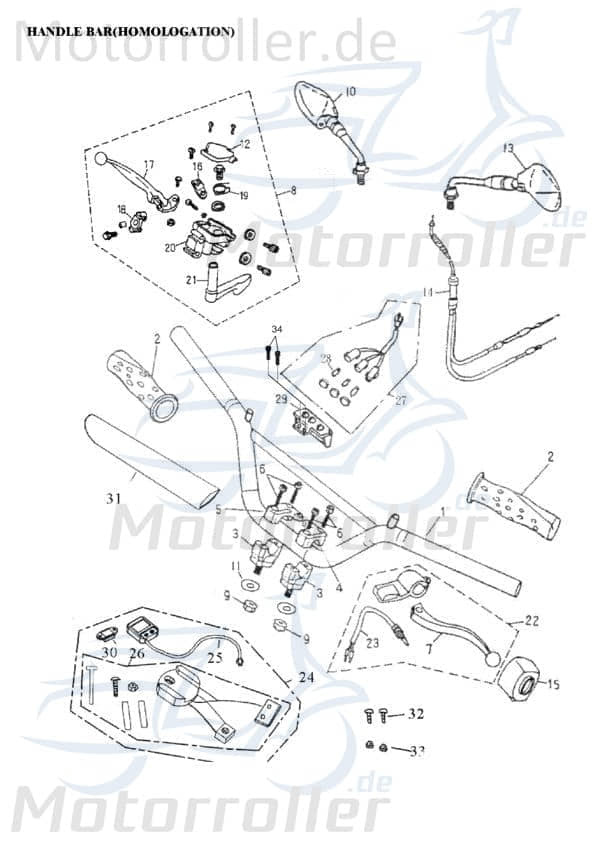 Adly Bremsarmatur links ATV 50 II Utility XXL AC 50ccm 2Takt Motorroller.de Bremshebel Handbremshebel Handbremsgriff Brems-Hebel Bremsdruckarmatur UTV