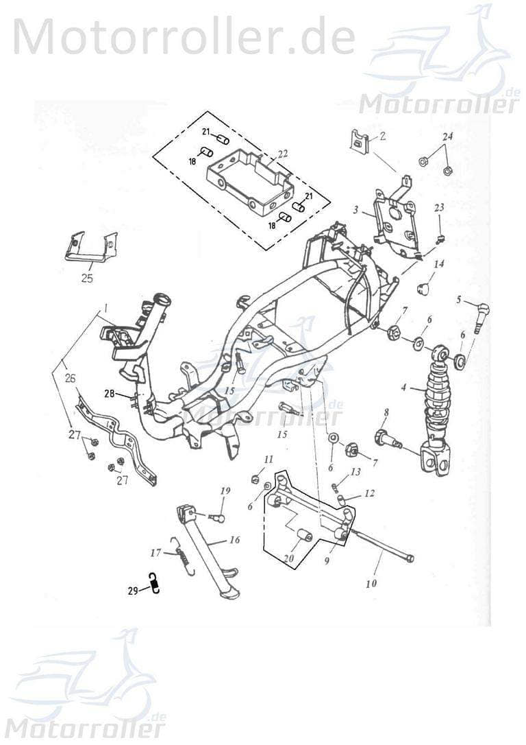 Adly Distanzbuchse hinten Super Sonic 50 Hülse 50ccm 2Takt Motorroller.de Distanzhülse Distanzring Distanz-Hülse Passhülse Passbuchse Scooter Service