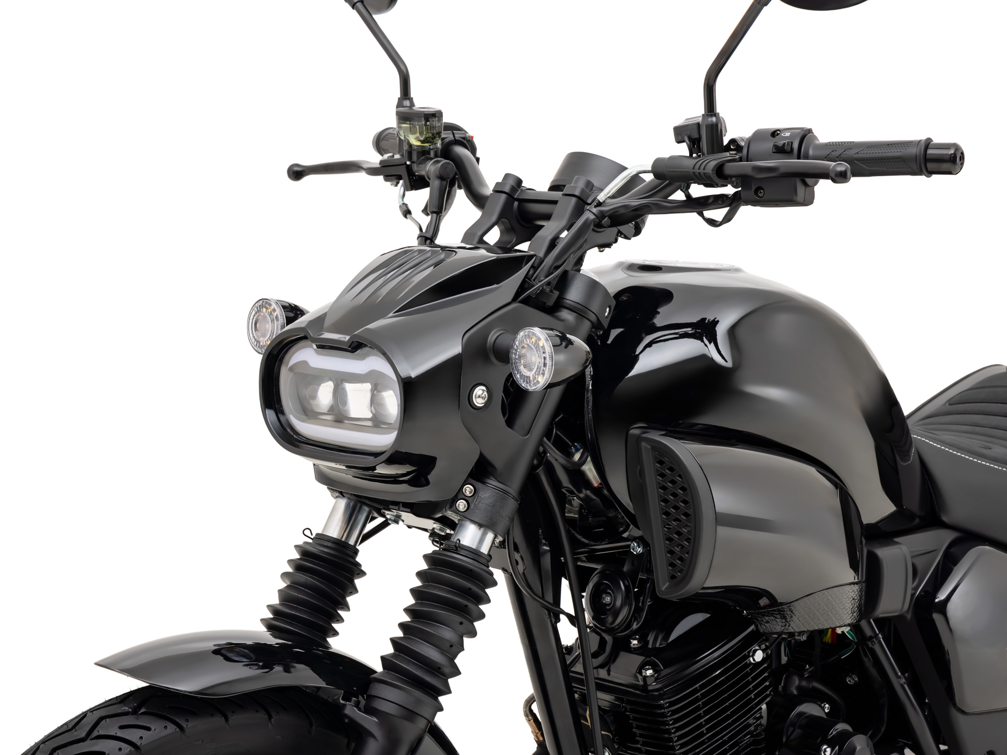 Motorrad Fighter 125 S-RS schwarz 90 km/h Euro 5+ Schaltmoped Chopper 125ccm 4 Takt Leichtkraftrad Krad Kraftrad