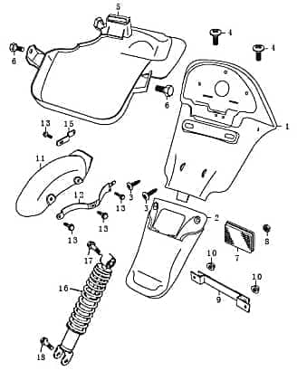 Rex RS700 Kotflügel Spritzschutz Roller 50ccm 4Takt 86864 Motorroller.de Schutzblech Schutz-Blech Radabdeckung Innenkotflügel Radlauf Radlauf-Schutz