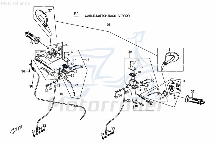 PGO Handbremszylinder vorn G-Max Hydraulikpumpe Bremspumpe M2403000000 Motorroller.de Hauptbremszylinder Hydraulik-Pumpe Handbremspumpe Brems-Zylinder
