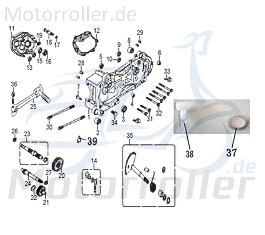 ZNEN Florett 2.0 50 City Motor 50ccm 2Takt 10000-SQ5C-9000-FCS Motorroller.de Langer Motor Kurze Getriebeausgangswelle Antrieb Engine Motor-System