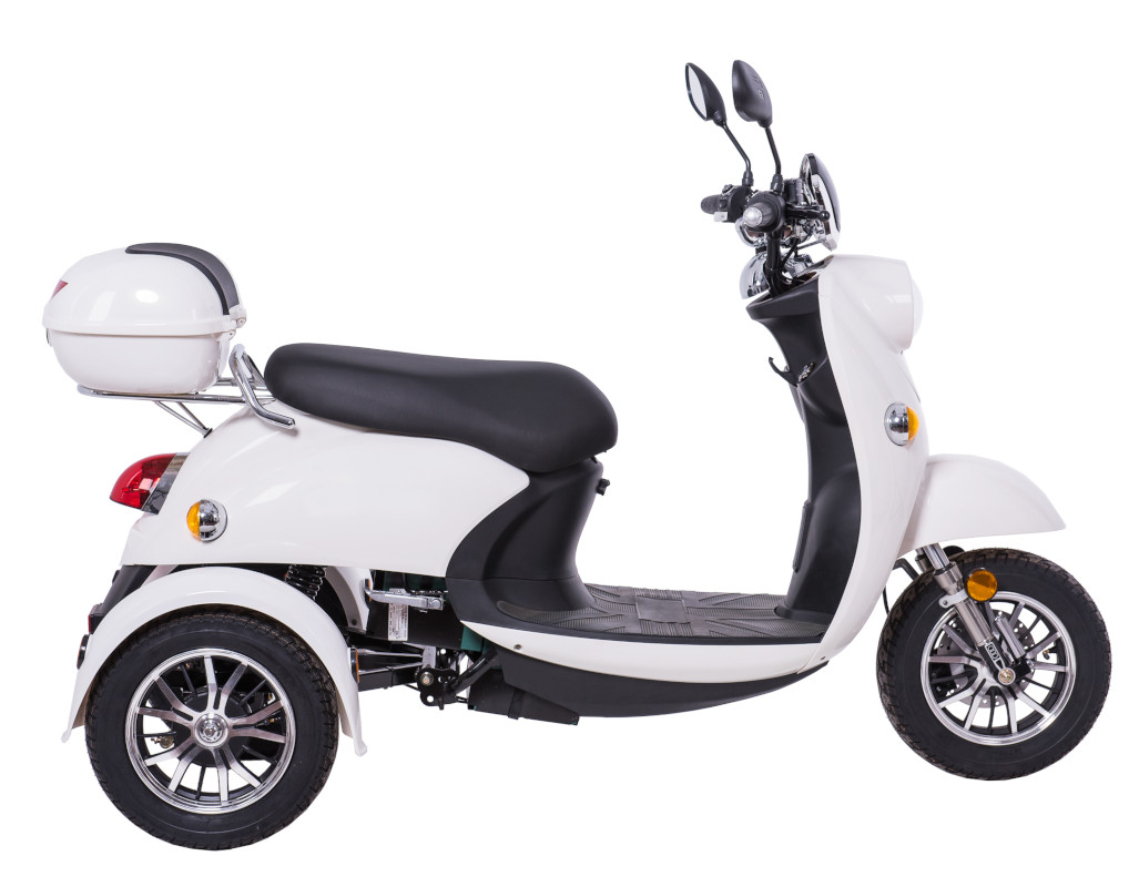 Dreirad Scoody E Trike ZT-63B 25 km/h weiß Bleisäure-Akku 650 Watt Elektroroller E-Scooter E-Roller Dreiradroller E-Trike E-Dreirad Mofa