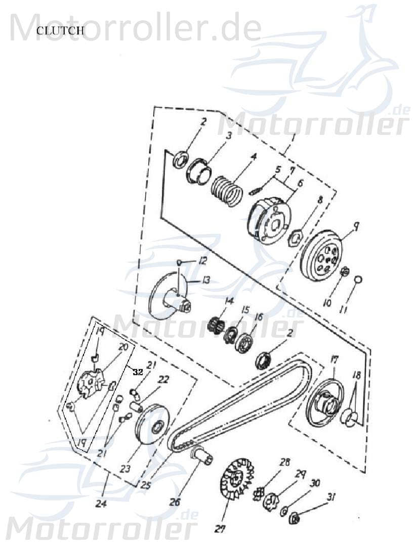 Fliehkraftrolle 1 Stück 15x12 mm 6g 2T 50cc ABR-22121-1