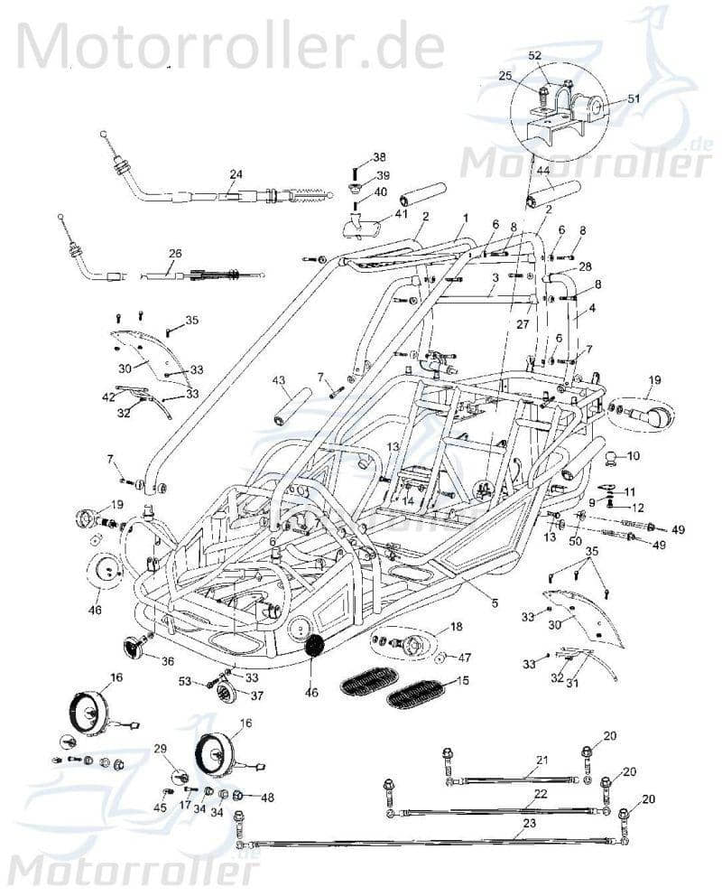 Tongjian Strassenbuggy 250 Bremszug Handbremse 142/146 cm 6.000.231 Bremsseilzug Bowdenzug Eppella ECM TBM Twister Hammerhead Wangye Kasea Buggy