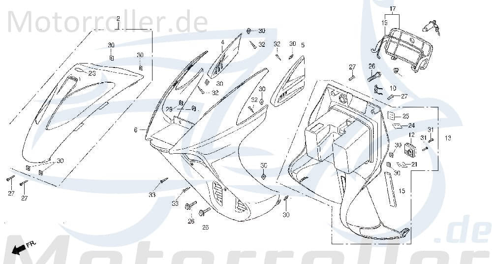 Daelim Otello 125 Scheinwerferverkleidung 125ccm 4Takt 6430A-SA1-RB20-IG Motorroller.de Scheinwerfer-Verkleidung Lenker-Verkleidung Scooter Ersatzteil
