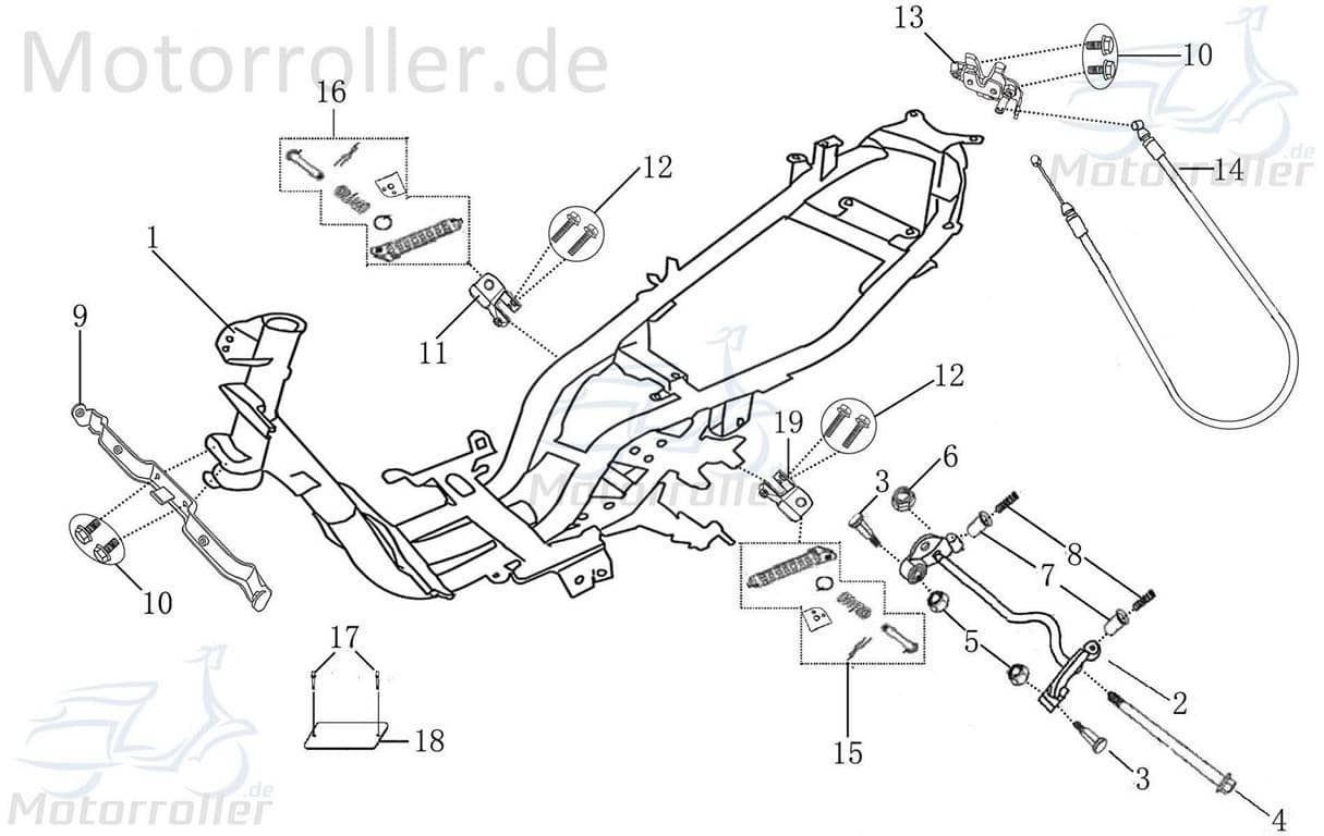 Bolzen Motorlager M10x1.25x45mm 2T 50cc 8011310045-1