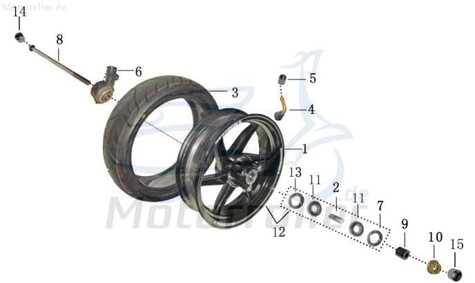 Mutter M12x1.25 mit Bund weiß verzinkt 3111190502-2T50