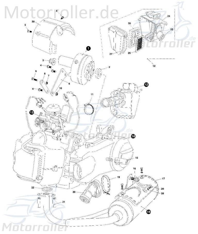 Abstandsbuchse innen Rückwärtsganggetriebe Buggy 150ccm 4Takt Motorroller.de Abstandhülse Distanzstück Abstandsrohr Tongjian Strassenbuggy 150 II