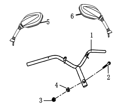 Rückspiegel Spiegel rechts schwarz matt 340mm M8 YYB950QT-2-06007-S-L