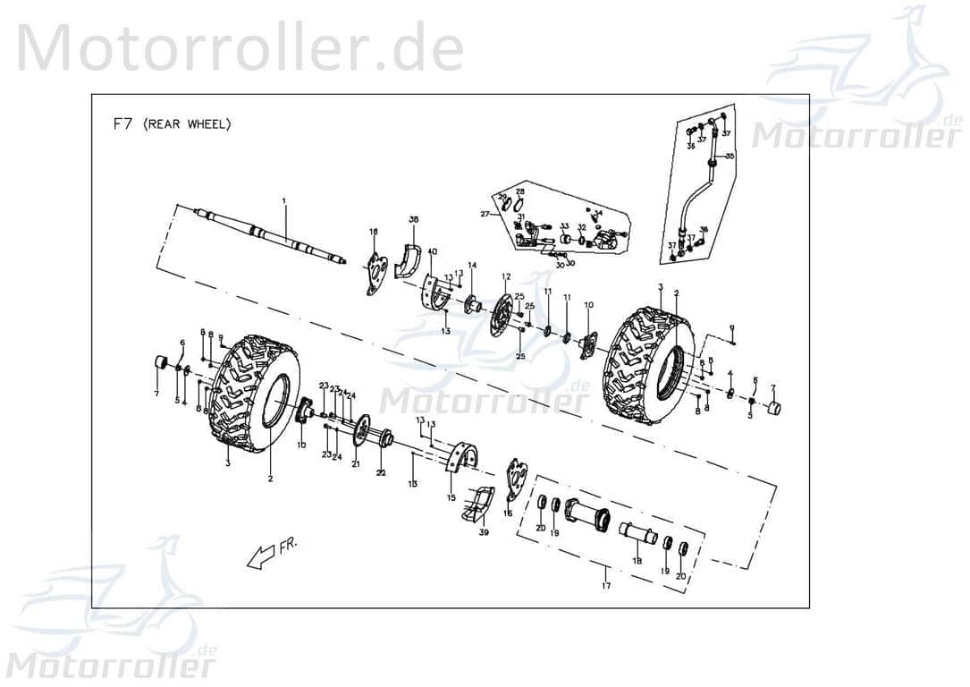 PGO Bremsschlauch vorne X-RIDER 50 Bremsleitung 50ccm 2Takt Motorroller.de Hydraulikschlauch Hydraulik-Schlauch Hochdruckleitung Hydraulikleitung ATV