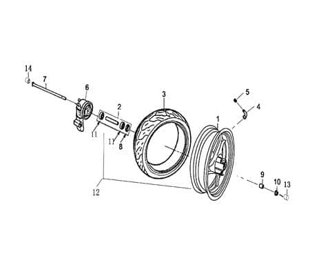 Felge vorn Alu schwarz 3 Speichen 3.50 x 13 ZOLL 700939